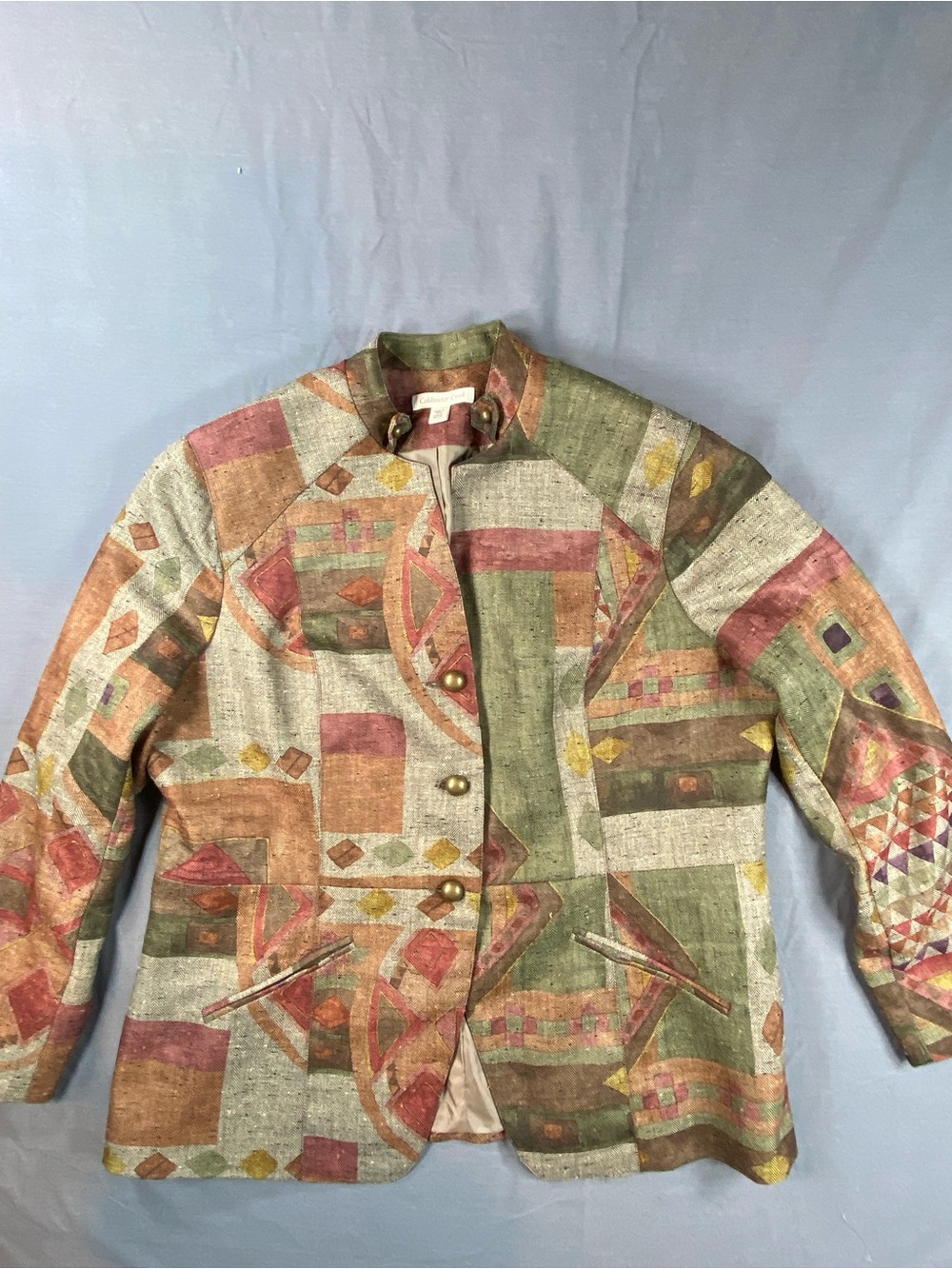 Vintage Coldwater Creek Multicolor abstract “art to wear” Patchwork Blazer